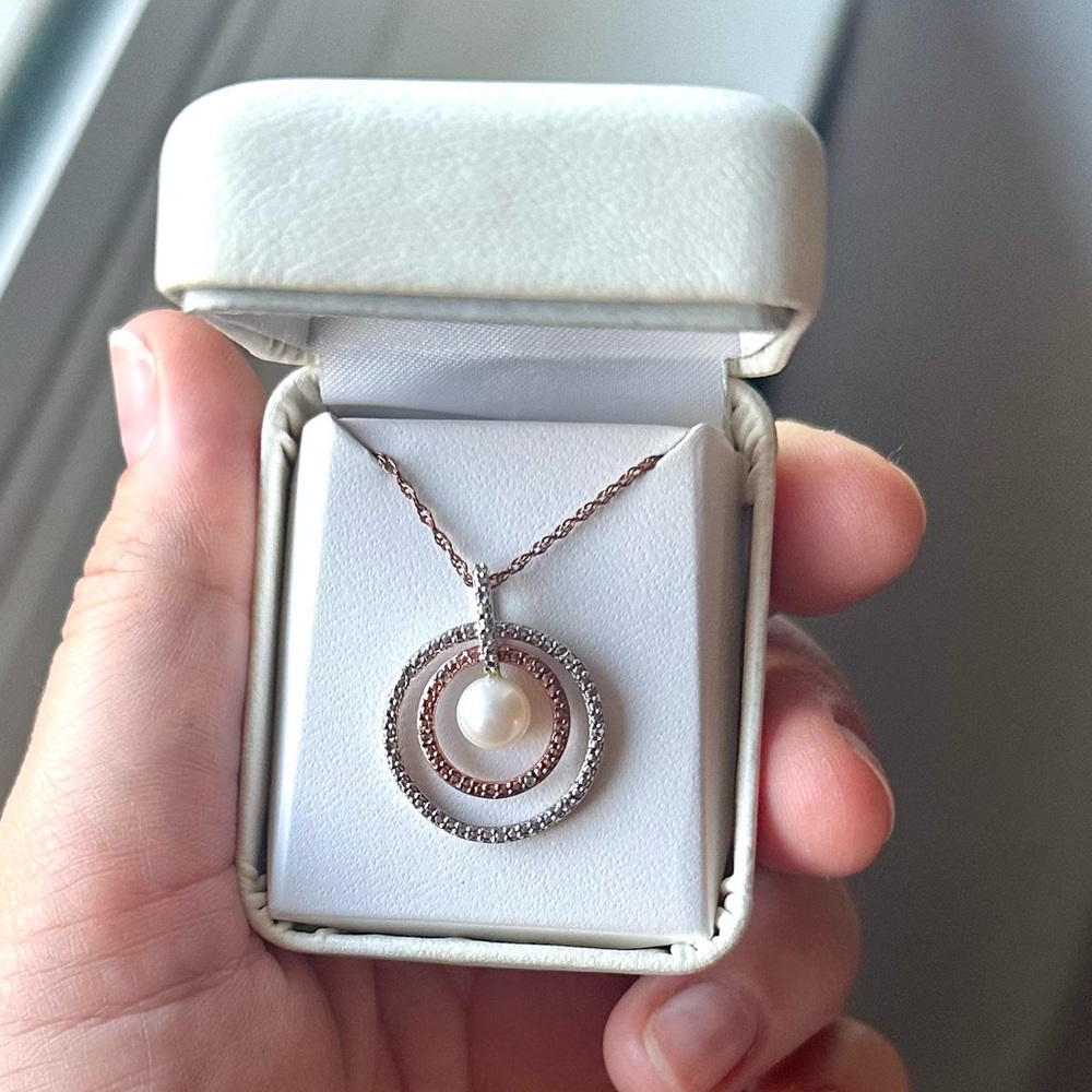 Sterling silver and 14k pink over silver pearl necklace